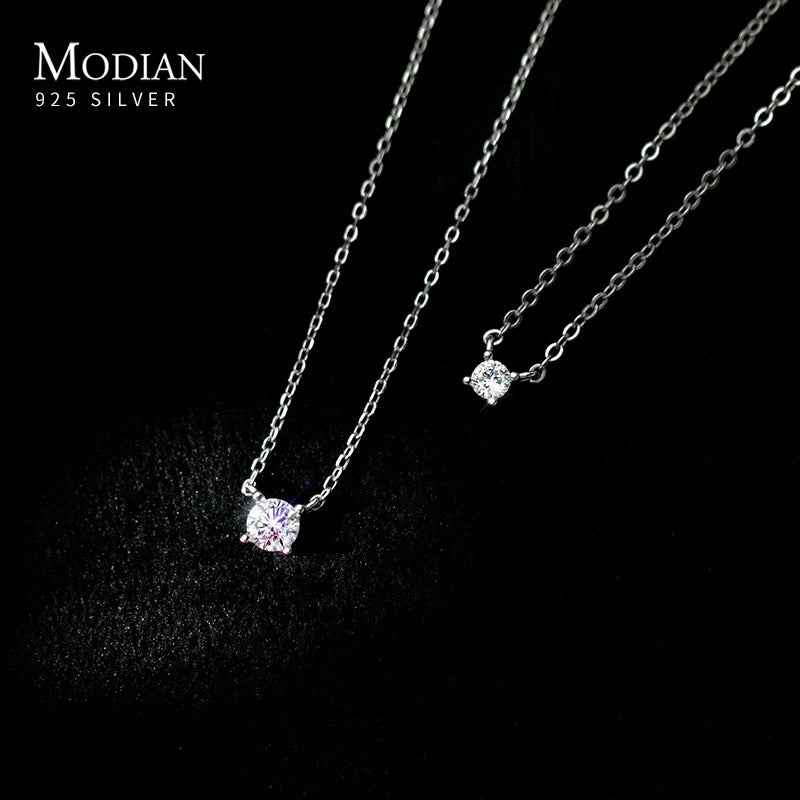Punto de Luz Plata 925 con Colgante Geométrico y Zirconia Brillante 3-4-5 mm