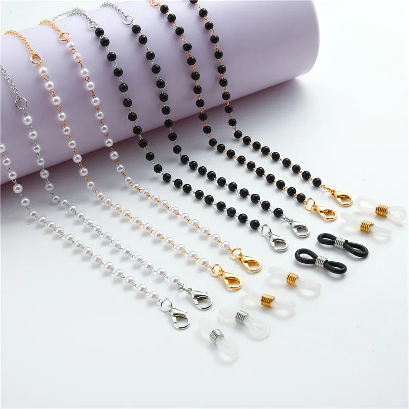 Fashion Reading Glasses Chain Pearl Flower Glasses Hanging Rope Anti-Lost Eyewear Mask Lanyard Women Sunglasses Glasses Chain