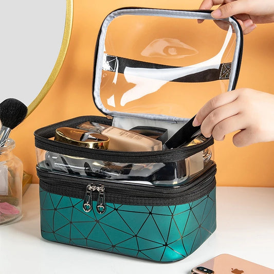 Bolsa de Maquillaje Transparente Multifunción con Diseño de Moda