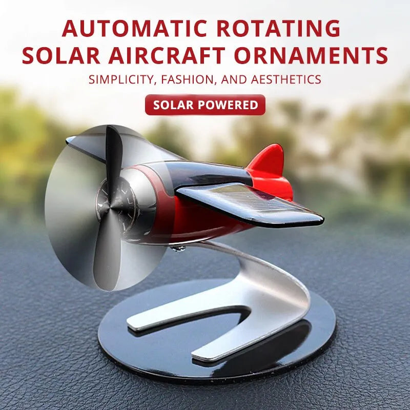 Decoración Creativa para Automóvil: Avión Solar Ornamento de Escritorio