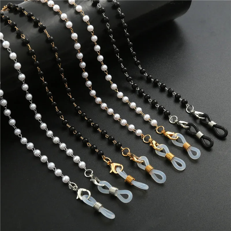 Fashion Reading Glasses Chain Pearl Flower Glasses Hanging Rope Anti-Lost Eyewear Mask Lanyard Women Sunglasses Glasses Chain