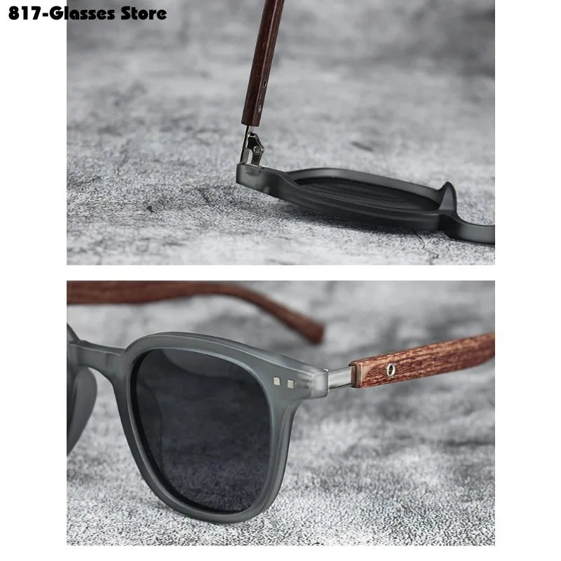 Gafas de Sol Polarizadas con Estilo Retro de Veta de Madera, UV400