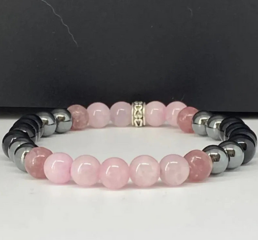 pulsera cuarso rosa y otras piedras naturales