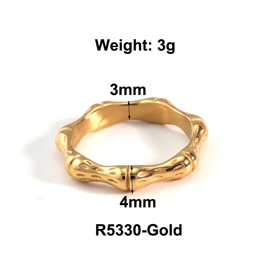 Anillo de Gota de Agua de Acero Inoxidable con Bañado Oro 18K - Tendencia Chunky