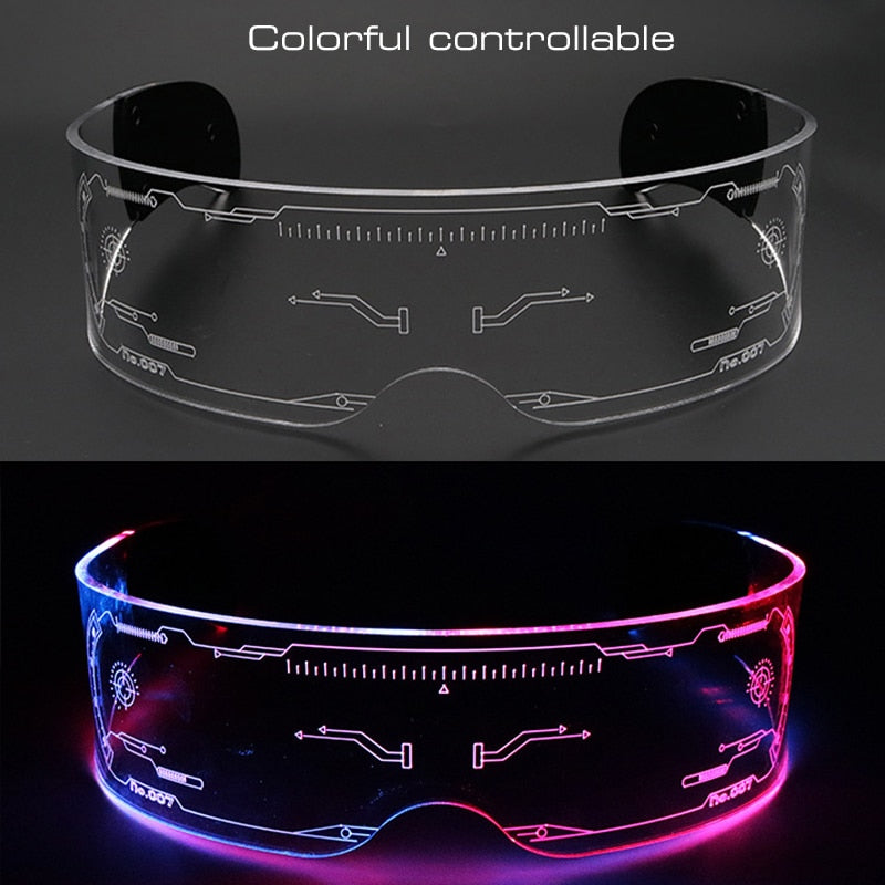 Lentes de Sol Estilo Fantasía-Fiesta, Envolvente con Luces Led.