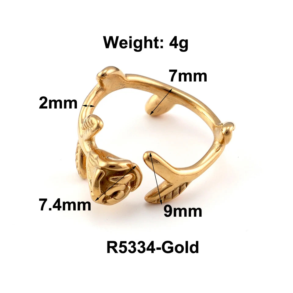 Anillo de Gota de Agua de Acero Inoxidable con Bañado Oro 18K - Tendencia Chunky