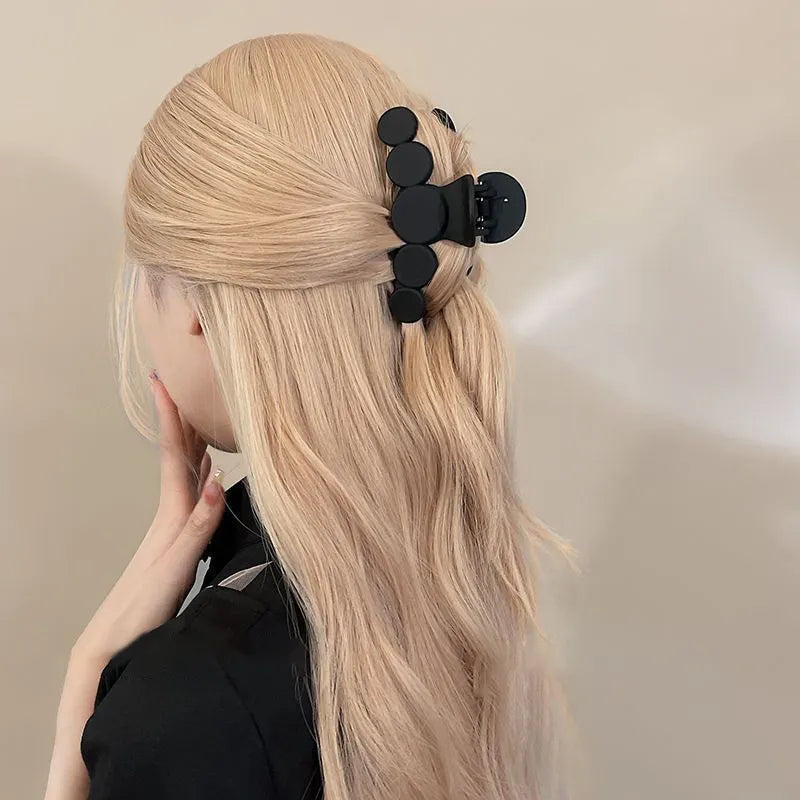 Clip Grande para Cabello en Negro - Elegante Estilo Francés