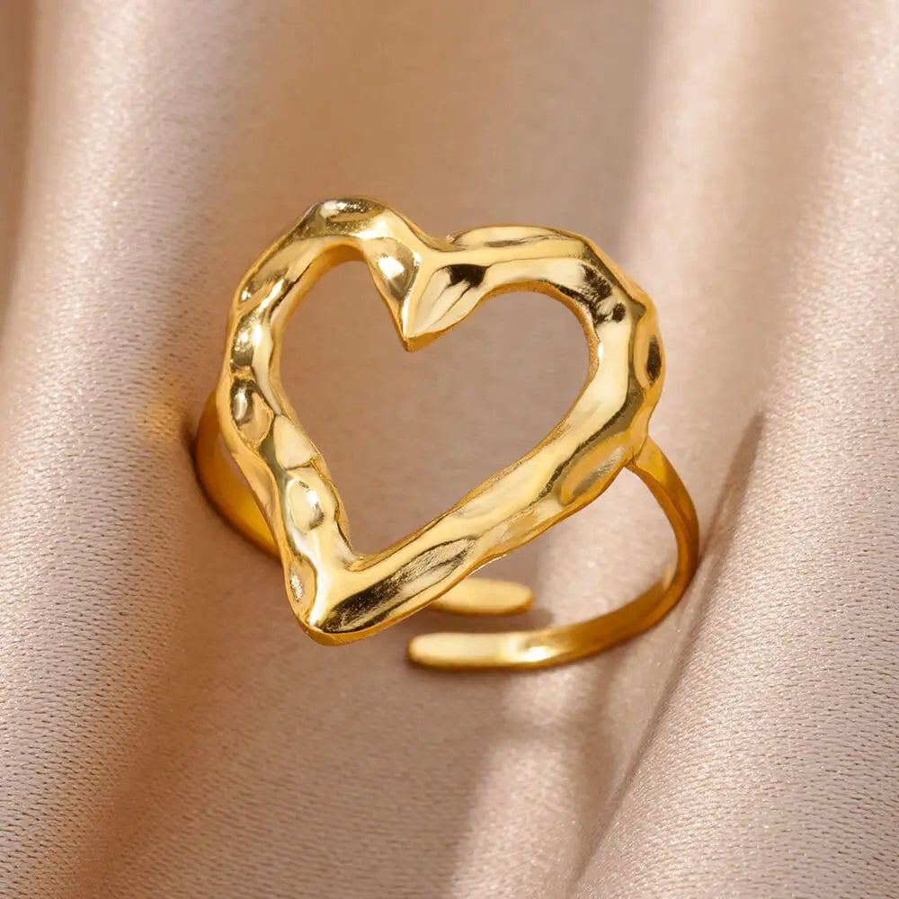 Anillos elegantes y modernos. Ajustables. Bañados oro 14K. Corazón. Mariposa. Cruz.