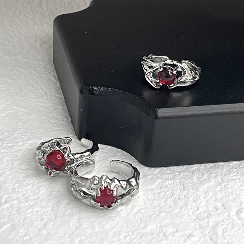 Anillo de Piedra Roja - Vintage para Mujer