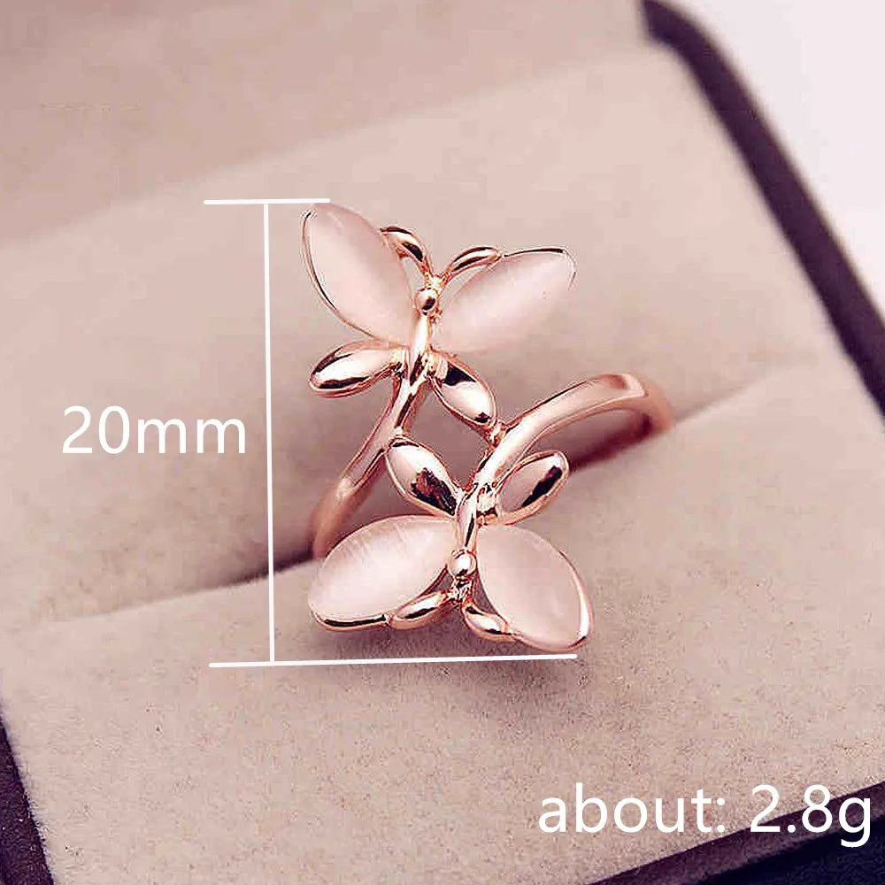 Anillo de Mariposa Rosa en Oro Rosa para Mujer