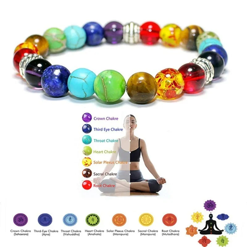 Pulsera clásica de los 7 Chacras Meditación, étnico.