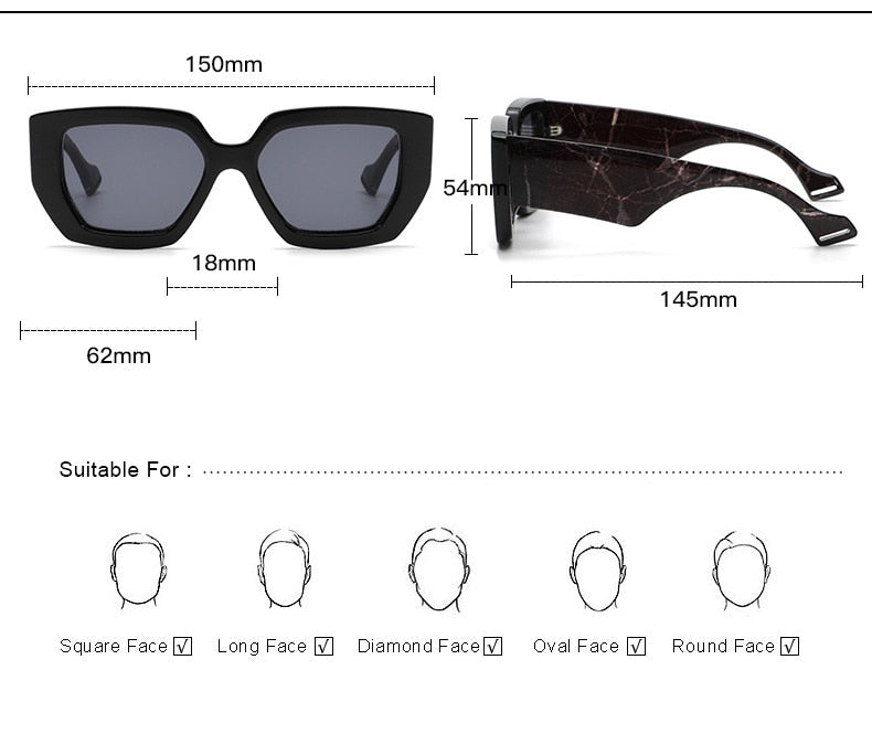 Lentes de Sol Estilo Retro Fashion, Cuadrado. UV400