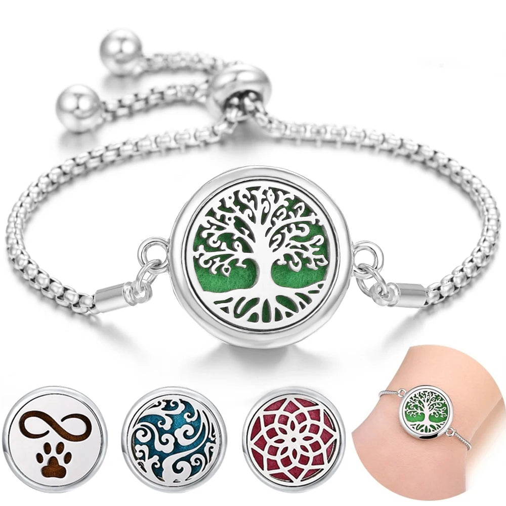 Pulsera de Aromaterapia con Difusor de Aceites Esenciales en Acero Inoxidable