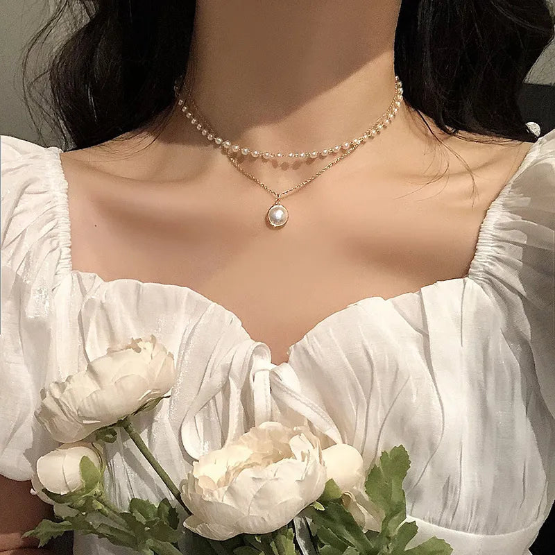 Gargantilla Kpop con Perlas para Mujer - Elegante Dorado